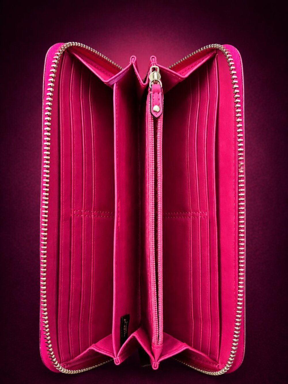 COACH Signature Monogram Pink Zip Around Continental Wallet - Picture 4 of 8